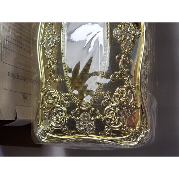 European Style Gold Tissue Box Ornamental Gold Toned Grandma Decor Deadstock - Picture 2 of 10